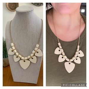 Handmade/Hand crafted polymer Clay statement necklace in ivory and gold